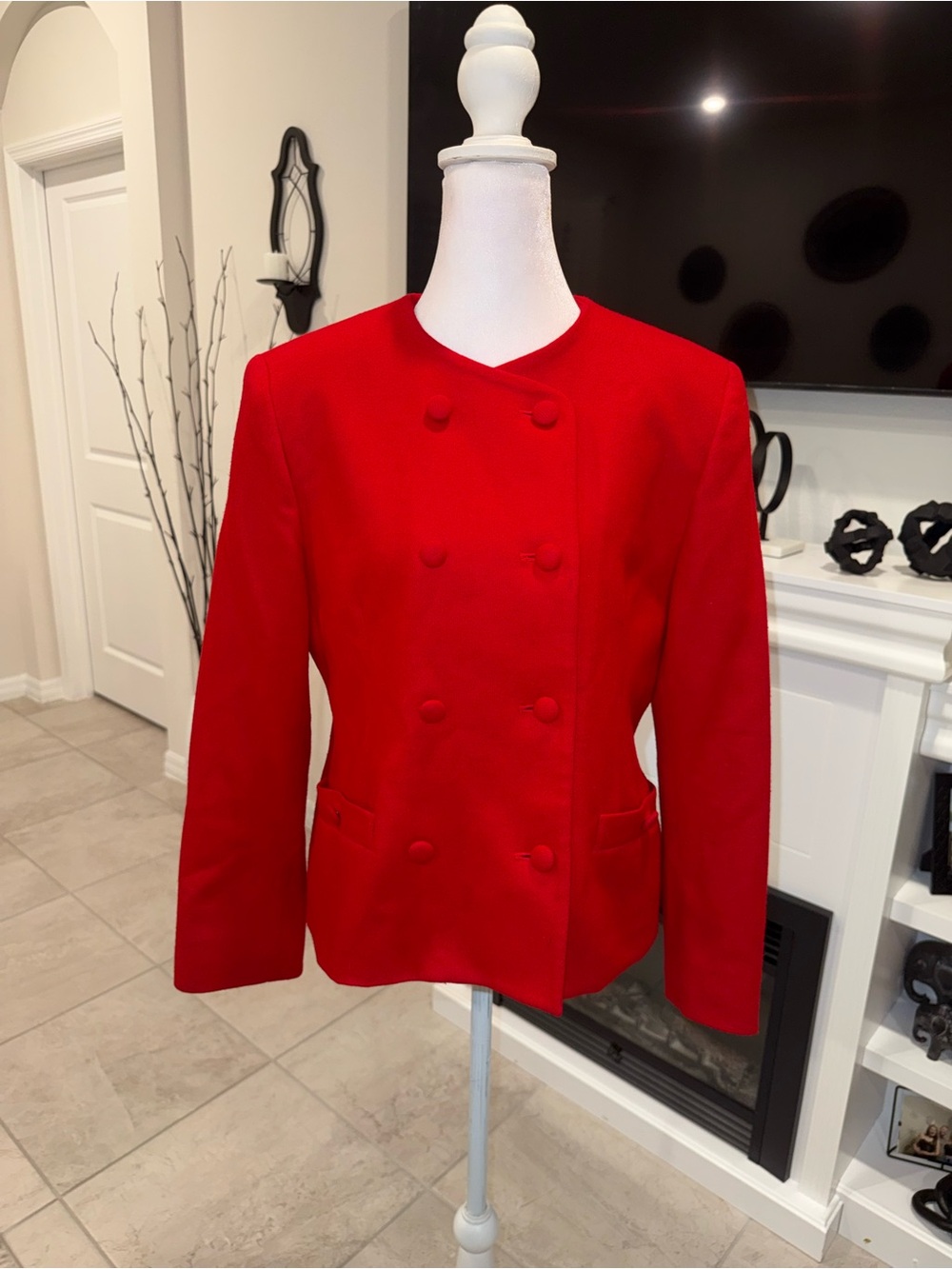 Rena Rowan Vibrant Red Double-Breasted Blazer Size 12P